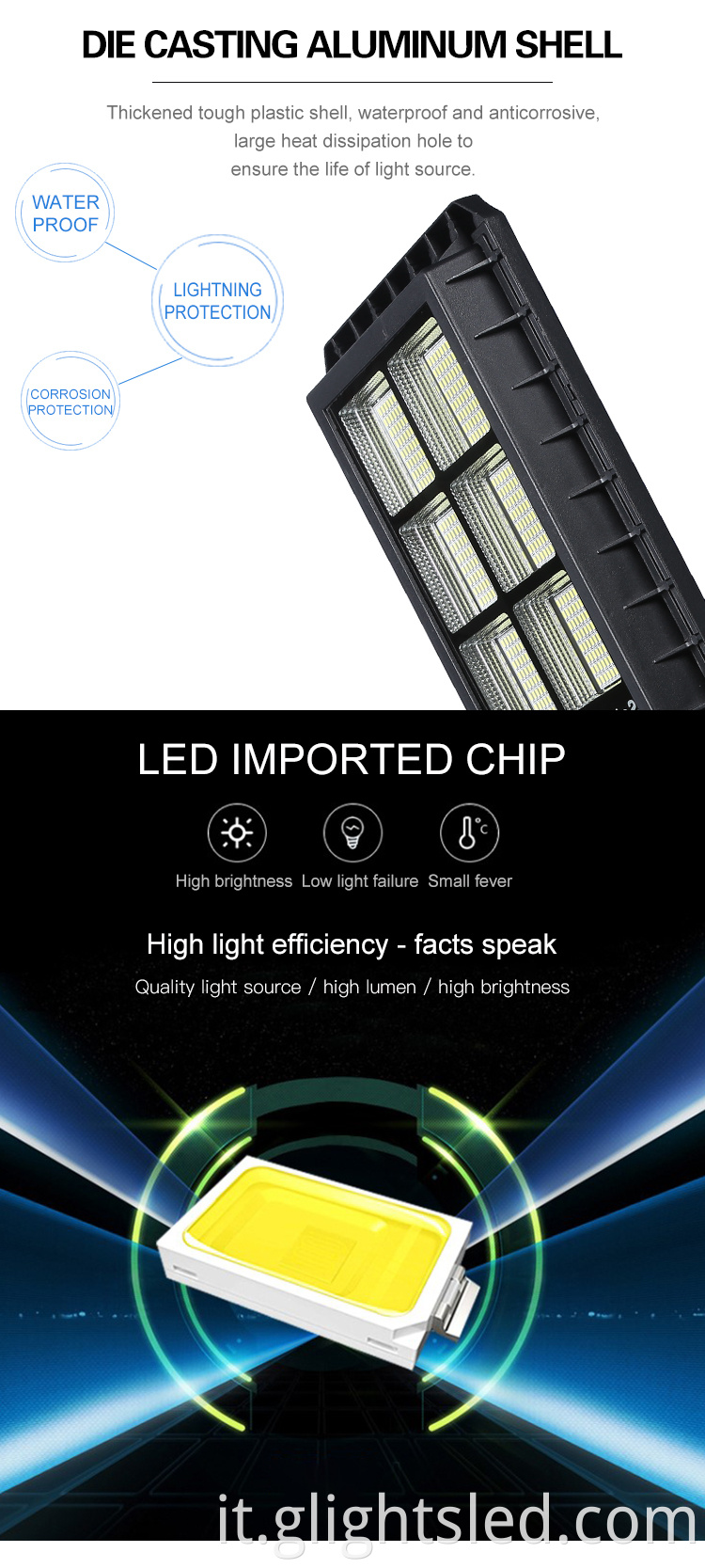 Evidenziare la luce solare a led solare in alluminio per esterni a risparmio energetico smd impermeabile ip65 60 100 120 watt